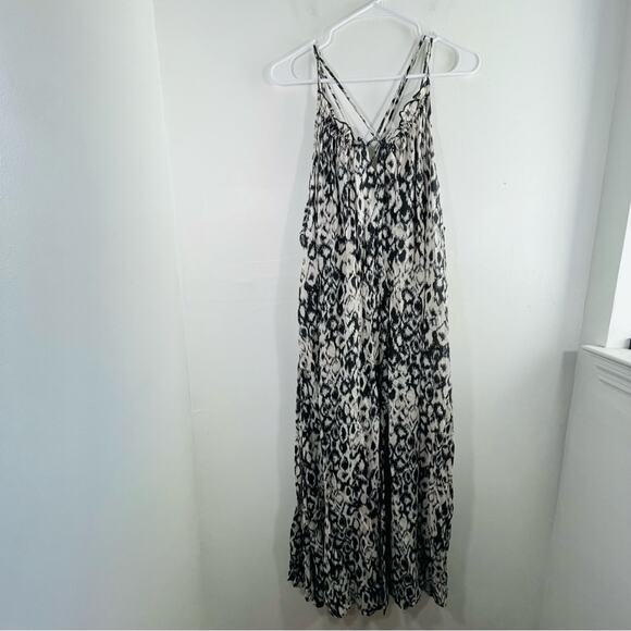 Anthropologie Black White Ikat Animal Print Strappy Mini Dress XS Oversized - Picture 2 of 16